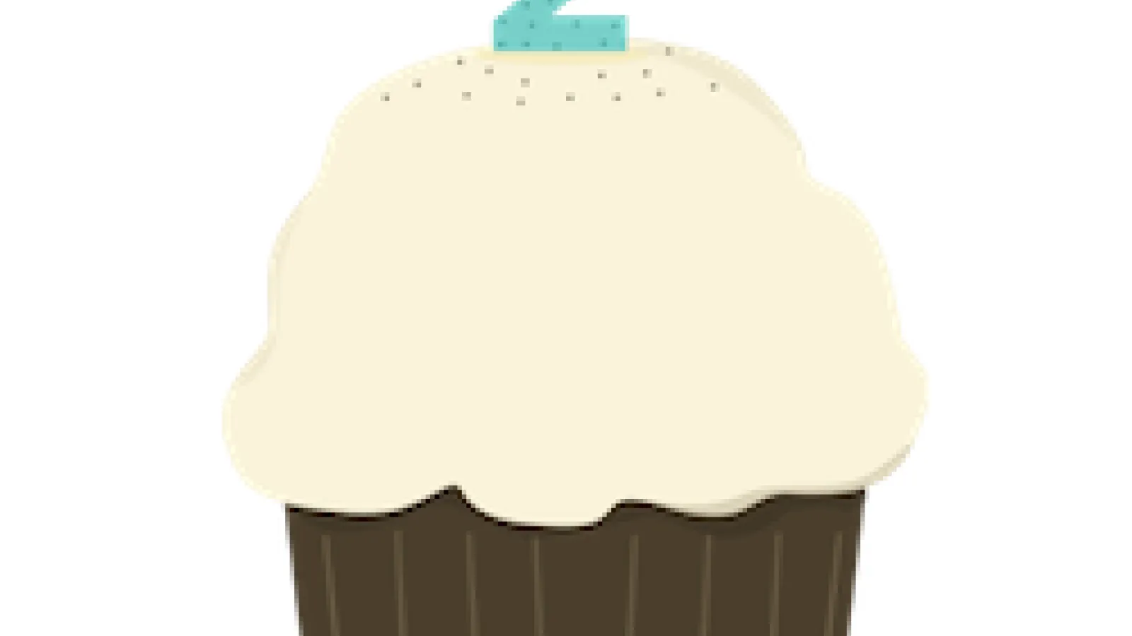 Clip art of birthday cupcake with number two candle